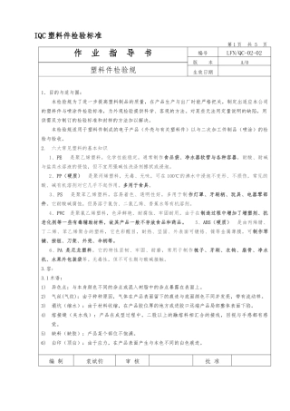 iQC塑料件检验标准