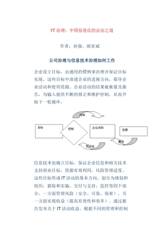 IT治理--中国信息化的必由之道分析