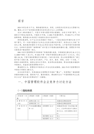 IT行业中国管理软件企业竞争力研究报告