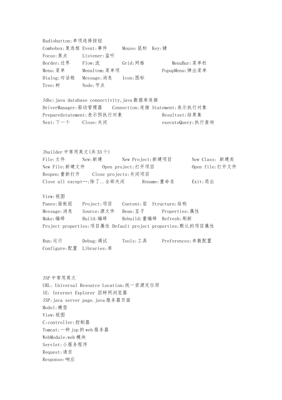 JAVA编程中常用的英文单词词汇汇总_第3页