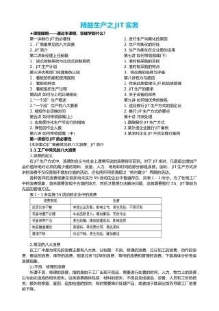 JIT实务之精益生产课程
