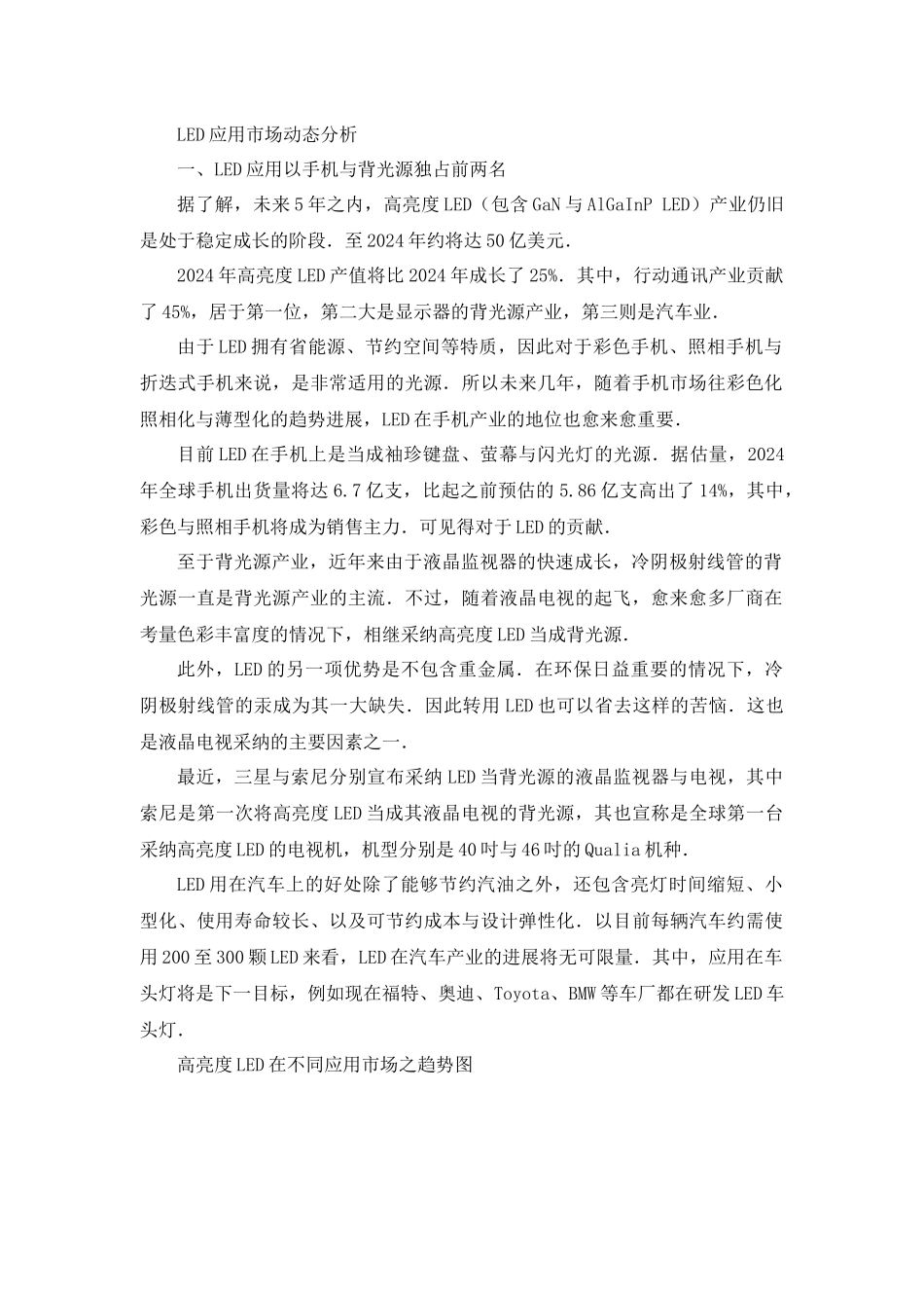 LED应用市场动态分析_第1页