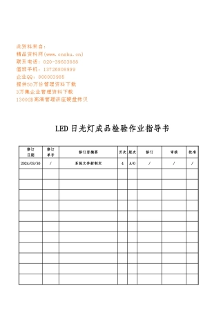 LED日光灯成品检验作业指导书范本