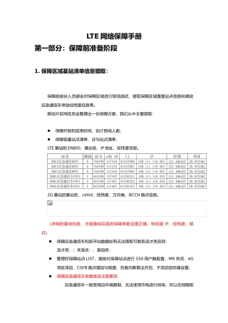 LTE网络保障手册范本