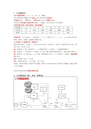 LTE常见知识点汇总