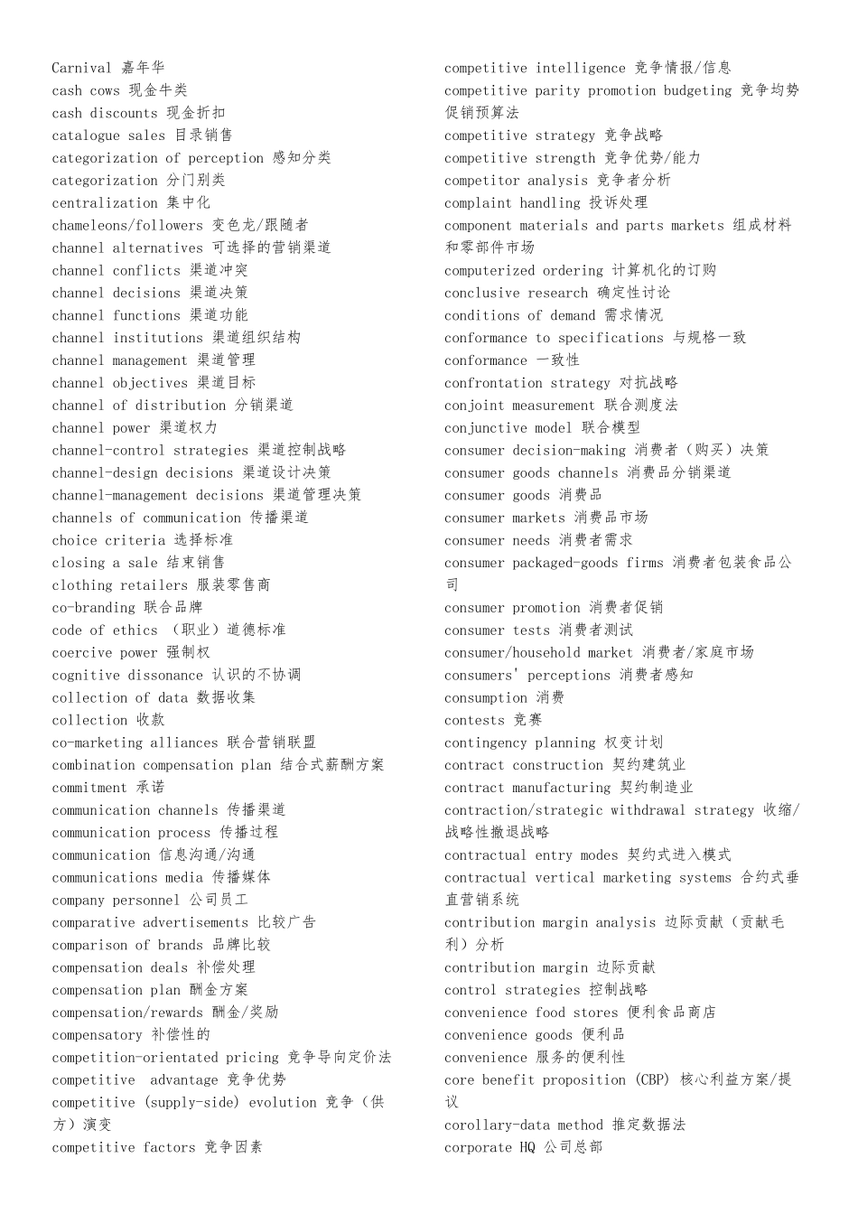 Marketing市场营销专业词汇中英文对照表_第2页