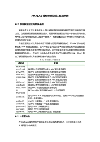 MATLAB模型预测控制工具箱函数