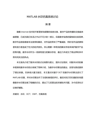 MATLAB水印仿真系统研究