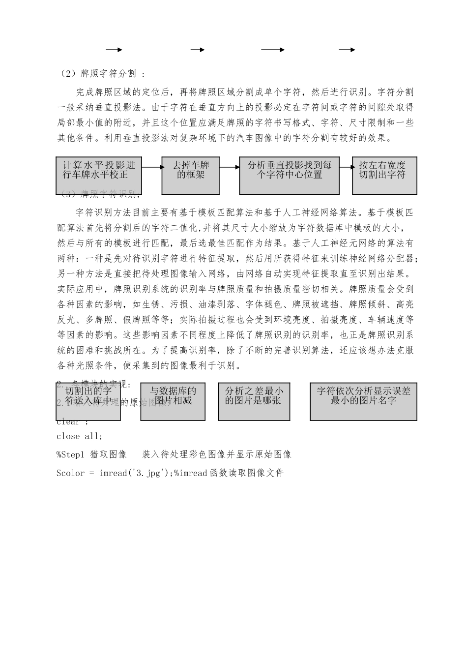 matlab车牌识别课实验报告计报告_第3页