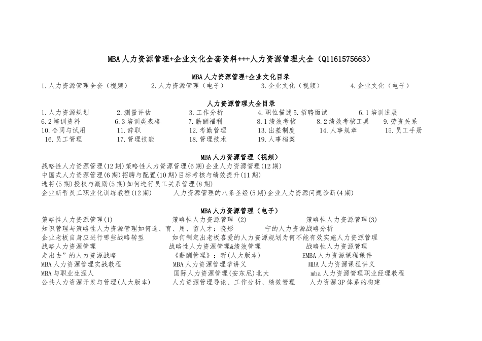 MBA人力资源管理培训课程_第1页