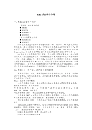 MIKE系列软件的介绍1