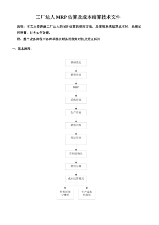 MRP估算及成本结算技术文件