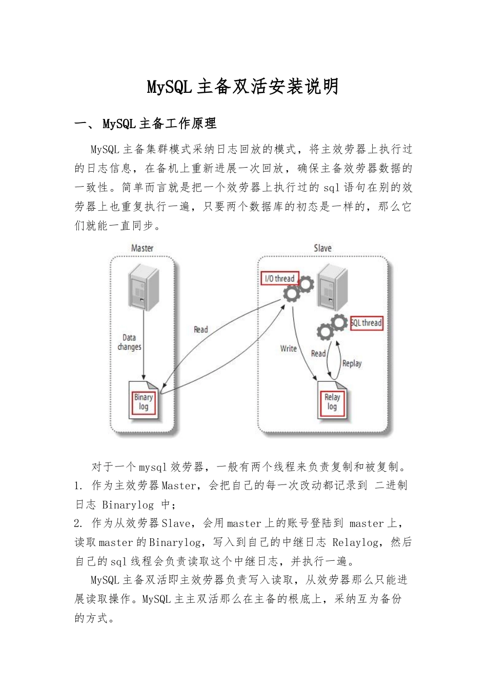 MySQL主备双活安装说明_第1页