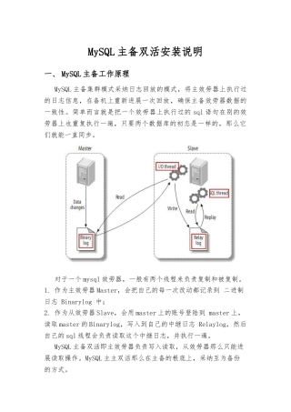 MySQL主备双活安装说明