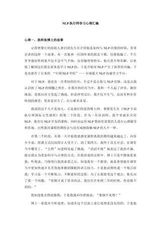 NLP执行师学习心得汇编