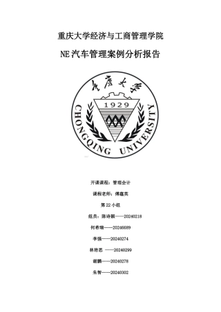 NE汽车管理案例分析报告