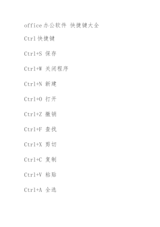 office办公软件快捷键大全