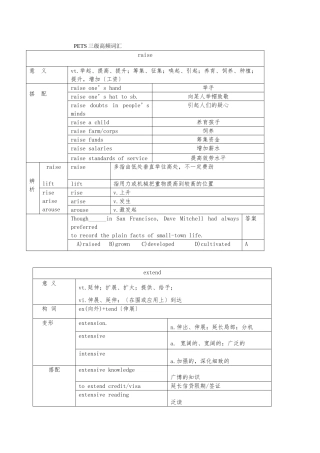 PETS三级高频词汇