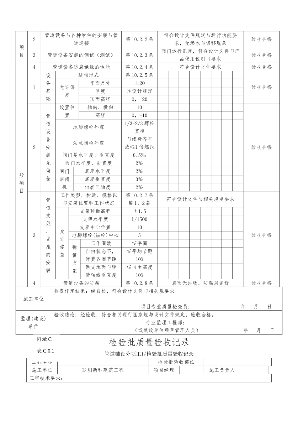 PE管和双壁波纹管施工分部、分项、检验批质量验收表格模板_第2页