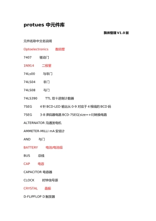 Proteus仿真软件中的元件列表