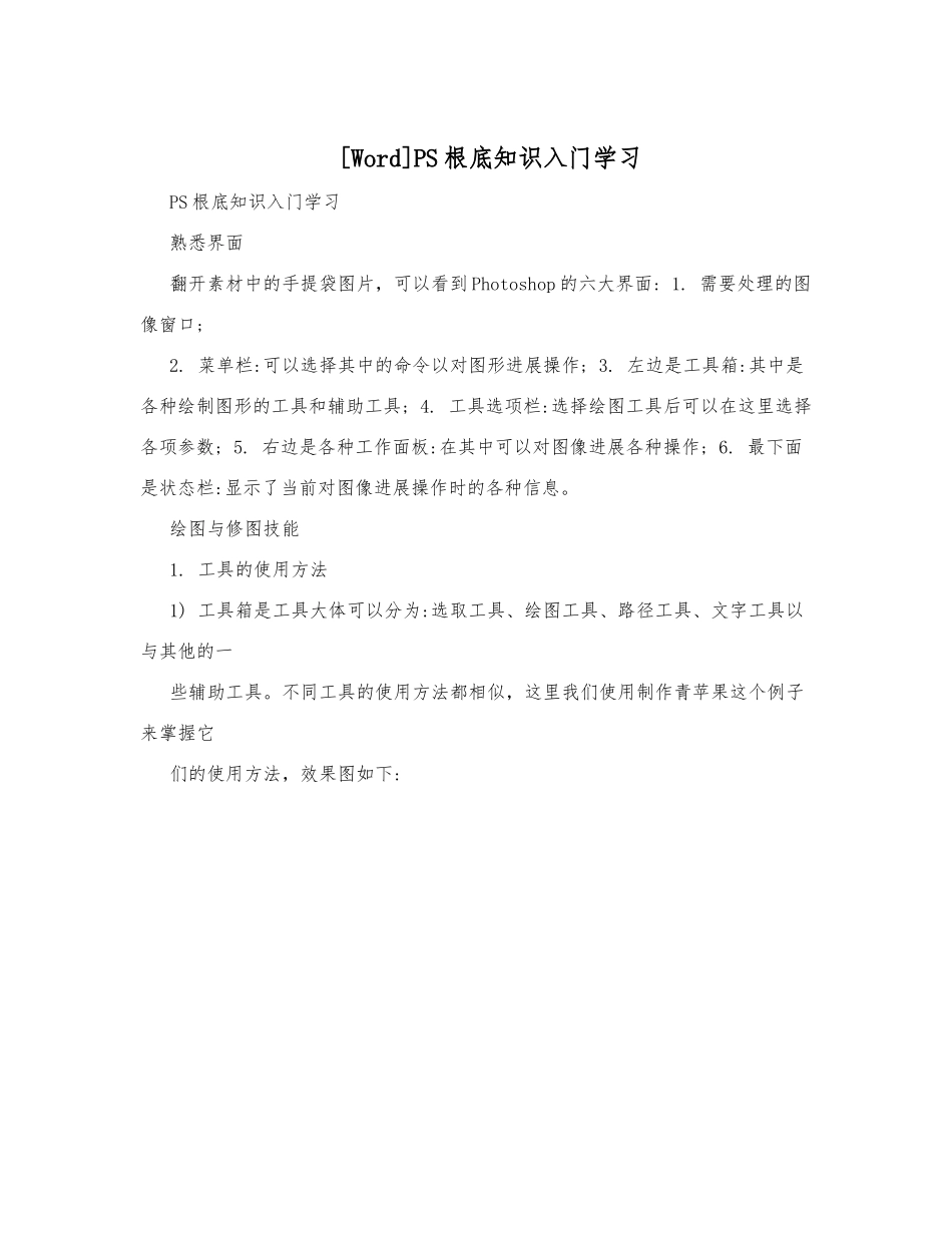 PS基础知识入门学习_第1页