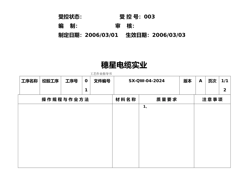 PVC无护套电线工艺作业指导书大全_第2页