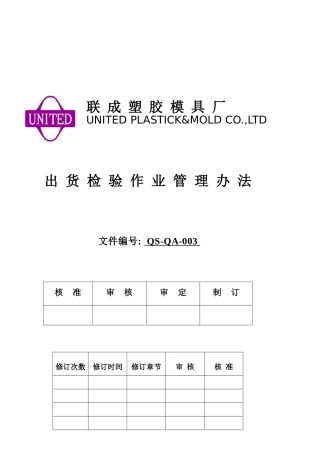 QS-QA003出货检验作业管理办法