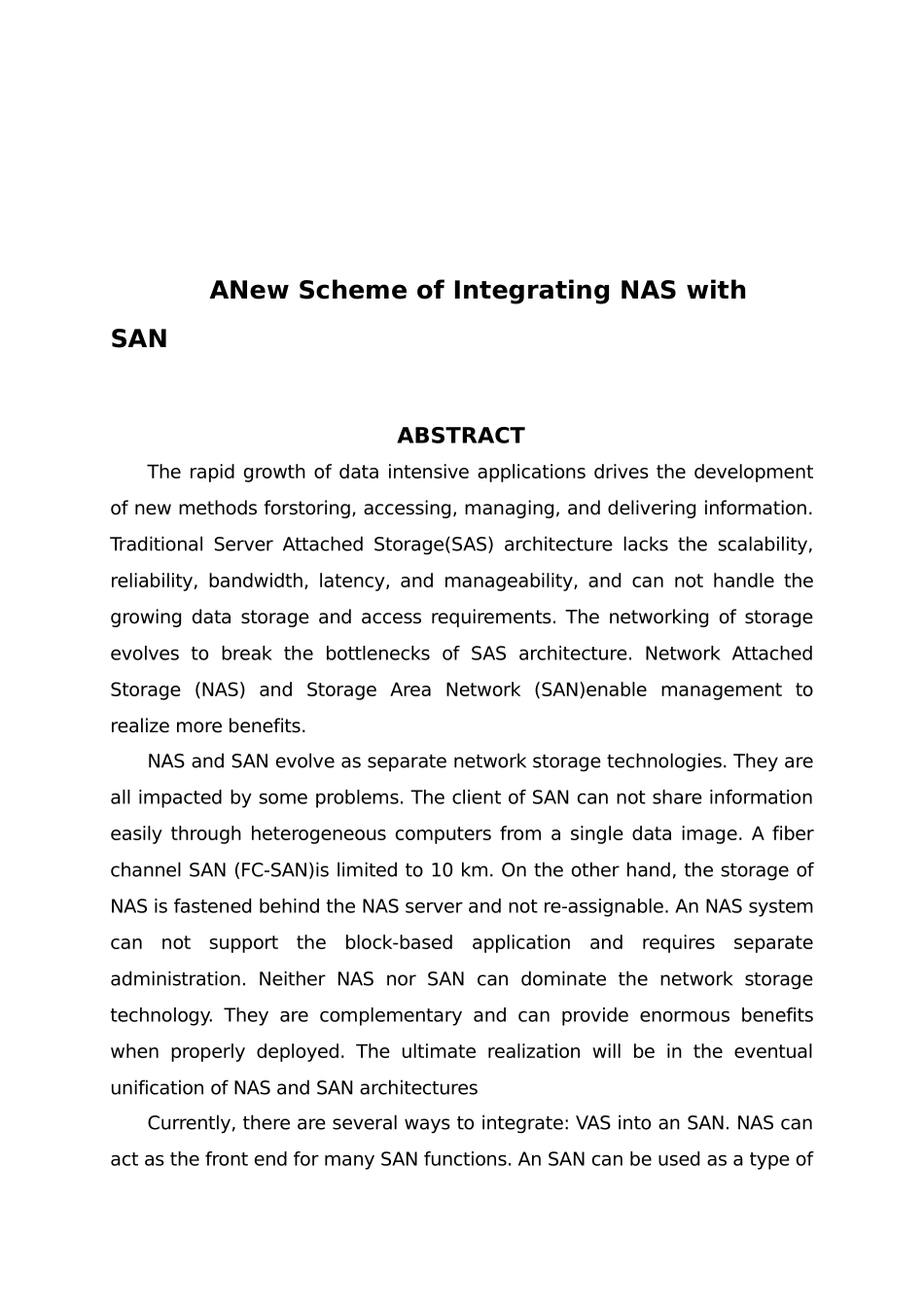 SAN和NAS存储网络的研究和设计论文_第3页