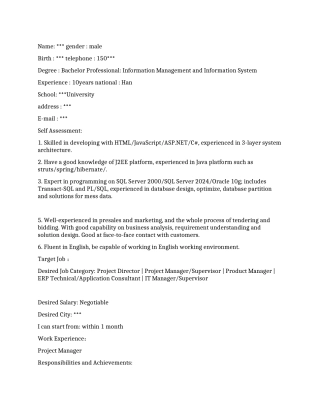 SeniorProjectManager高级项目经理英文