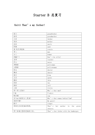 Starter-B-单词词组总复习