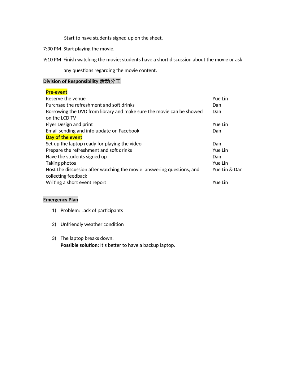 The-Event-Planning-of-Movie-Night电影之夜活动计划_第2页