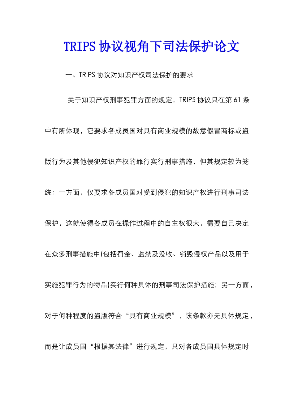 TRIPS协议视角下司法保护论文_第1页