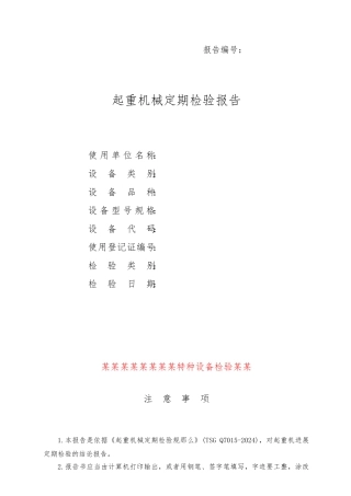 TSG-Q7015-2024《起重机械定期检验规则》-桥式起重机定期检验报告