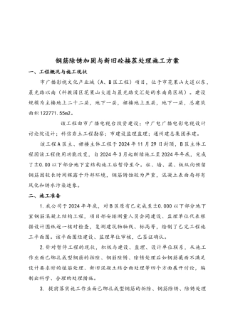 t钢筋除锈加固与新旧砼接茬处理工程施工组织设计方案