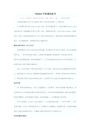 VS2024中的调试技巧
