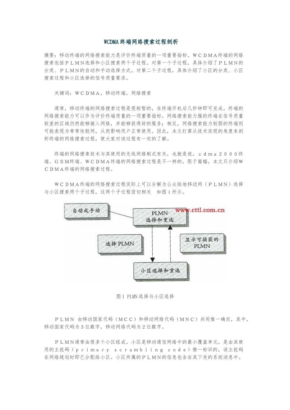 WCDMA终端网络搜索剖析_第1页