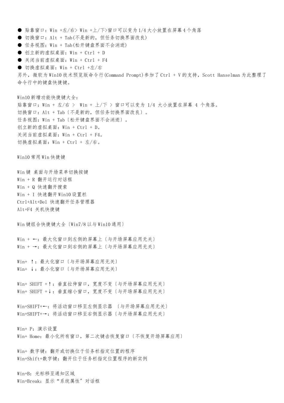 win10快捷键大全-win10常用快捷键_第1页