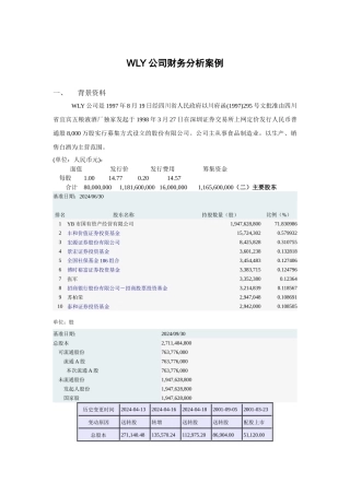 WLY公司财务分析案例