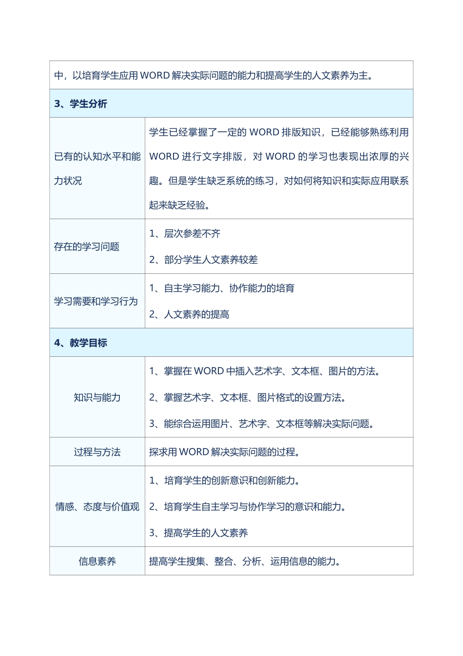 WORD图文混排教学设计说明_第2页
