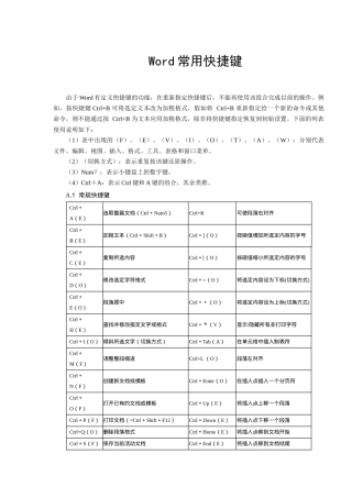 Word中常用的快捷键
