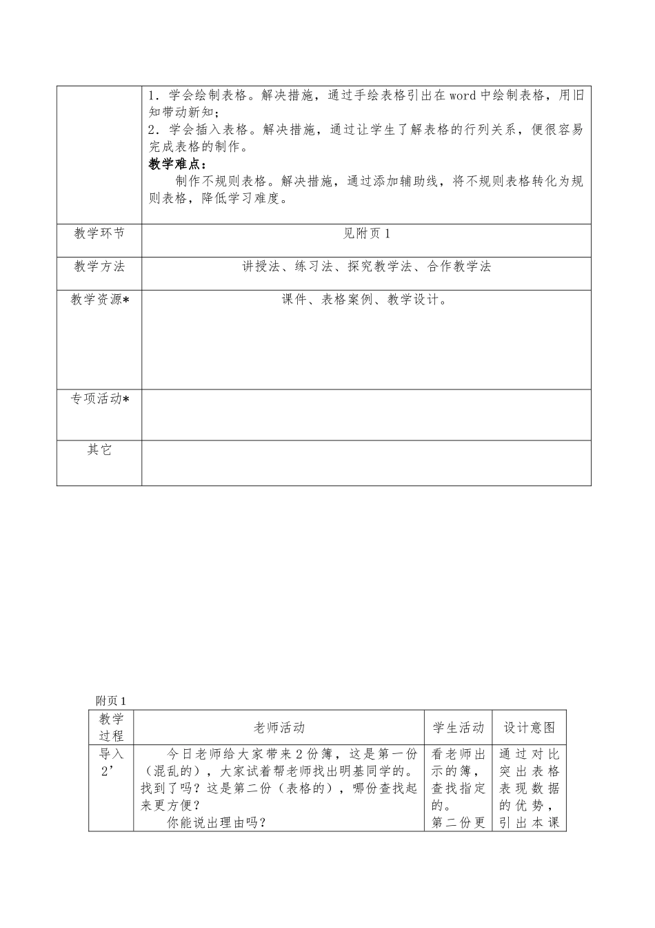 Word中表格的制作教学设计说明_第2页