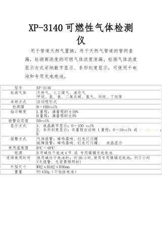 XP-3140可燃气体检测仪解析