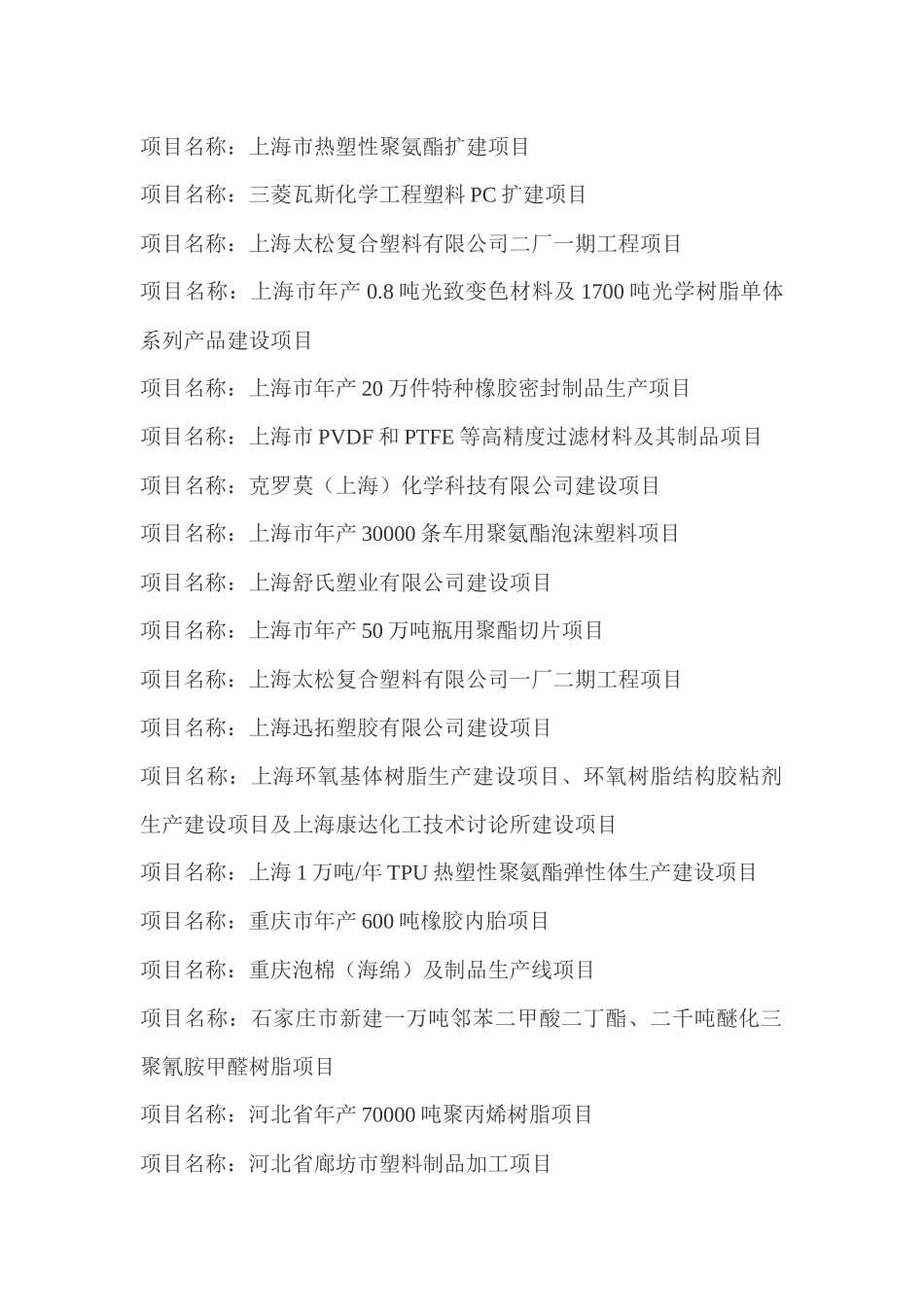 XXXX下半年及XXXX上半年中国树脂轮胎橡胶塑料皮革新建项目大全_第2页