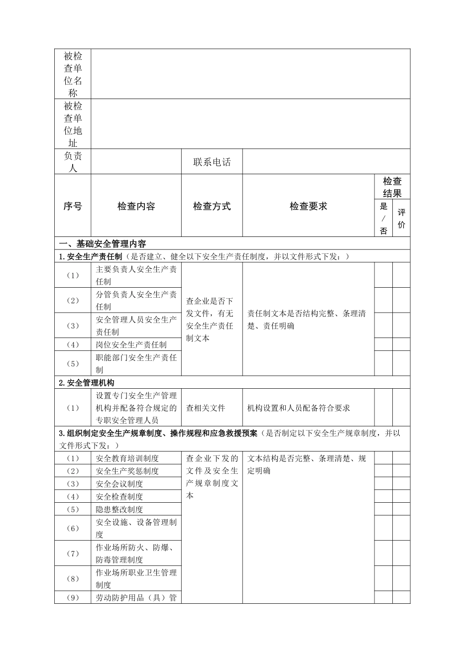 XXXX安全生产检查记录表_第1页