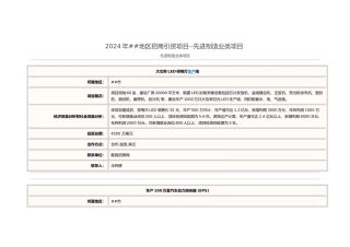 XXXX年安徽地区招商引资项目--先进制造业类项目