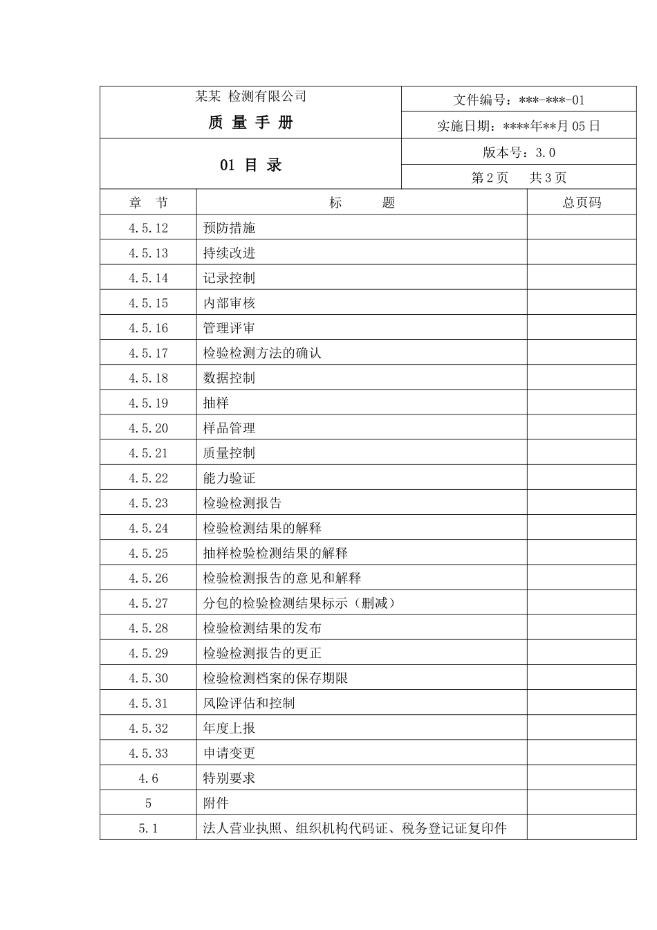 XXXX年某某检测有限公司新版质量手册_第2页