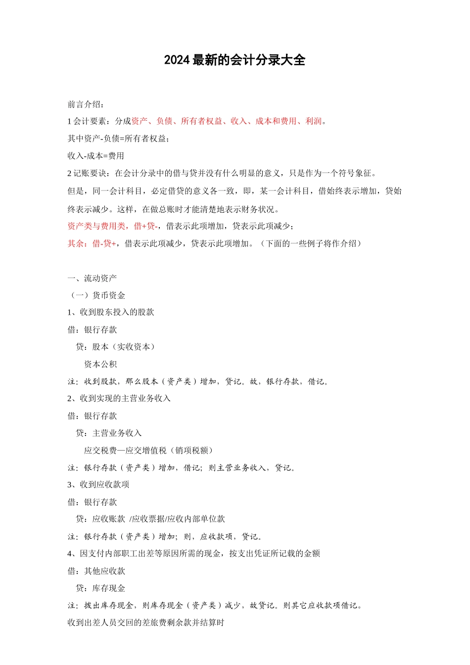 XXXX最新的会计分录_第1页