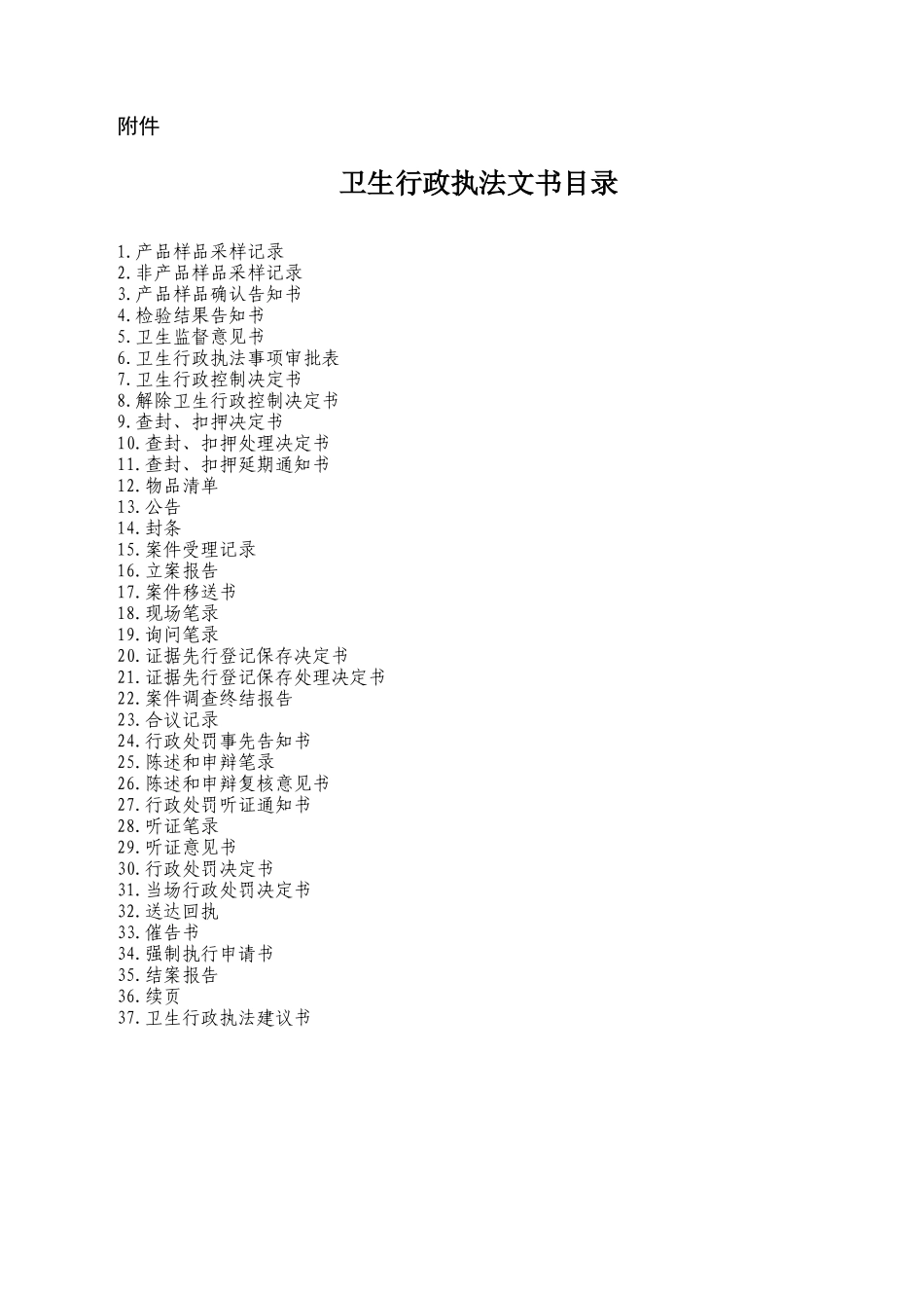 XXXX版卫生行政执法文书电子版_第1页