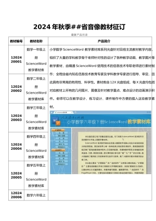 XXXX秋浙江省中小学音像教材最新产品简介