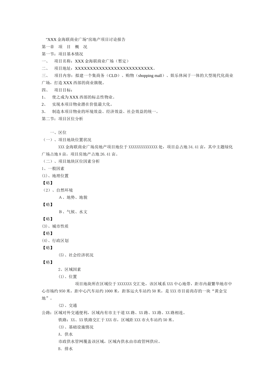 XXX金海联商业广场可行性报告_第1页